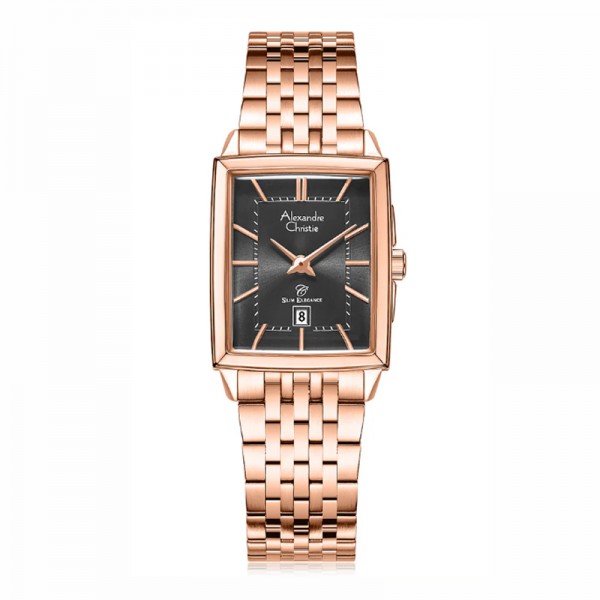 Alexandre Christie AC 8708 Rosegold Black Lady Slim Elegance LDBRGBA